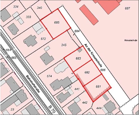 Hinterlandbebauung Bahnhofstraße/Kreuzschule Flurstücke